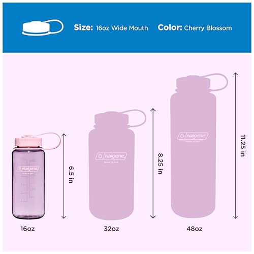Nalgene 16 oz Wide Mouth Water Bottle | Slim Cup Holder Size, BPA-Free, Durable & Leak Proof, Lightweight Travel Bottle, Cherry Blossom - color: Cherry Blossom, size: 16 Ounces
