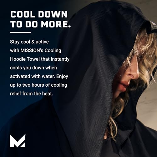 MISSION Cooling Hoodie Towel, Evaporative Cool Technology, Cools Instantly When Wet, UPF 50 Sun Protection, Contours Your Head to Stay in Place, Great for Sports, Fitness, Gym - color: White
