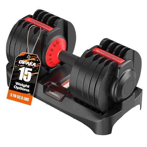 Adjustable Dumbbells Set All in One Free Weights Set for Home Gym | 25/26.5/52.5/55/85lbs Weights Dumbbells Set, 1 Sec Adjust Weights with Anti-Slip Handle for Home Fitness - color: 52.5LB Single