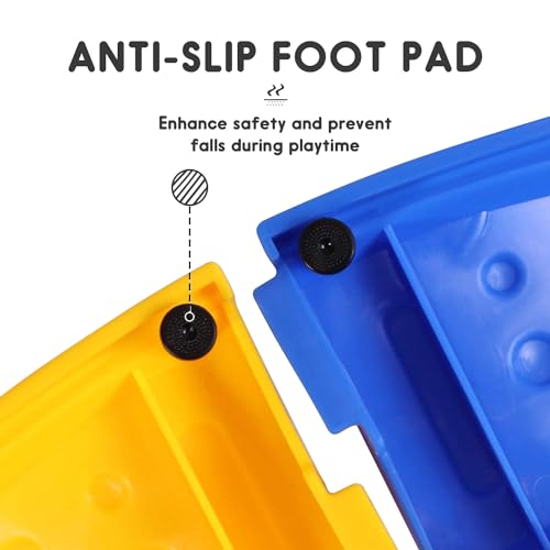 MOCUTEEN Kids Balance Beam Toddler Stepping Stones Max Load 220LBS 8 PCS Non-Slip Textured Surface & Rubber Pads Bottom Promote Agility Coordination Five Star Pattern - color: 8 Curve