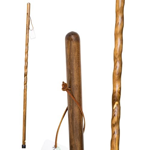 Handmade Wooden Walking Cane for Men Women Seniors with Genuine Leather Wrist Strap for Hiking, Walking and Outdoor Trekking - Made in USA - size: 55" - Large Adult, style: Pace Setter