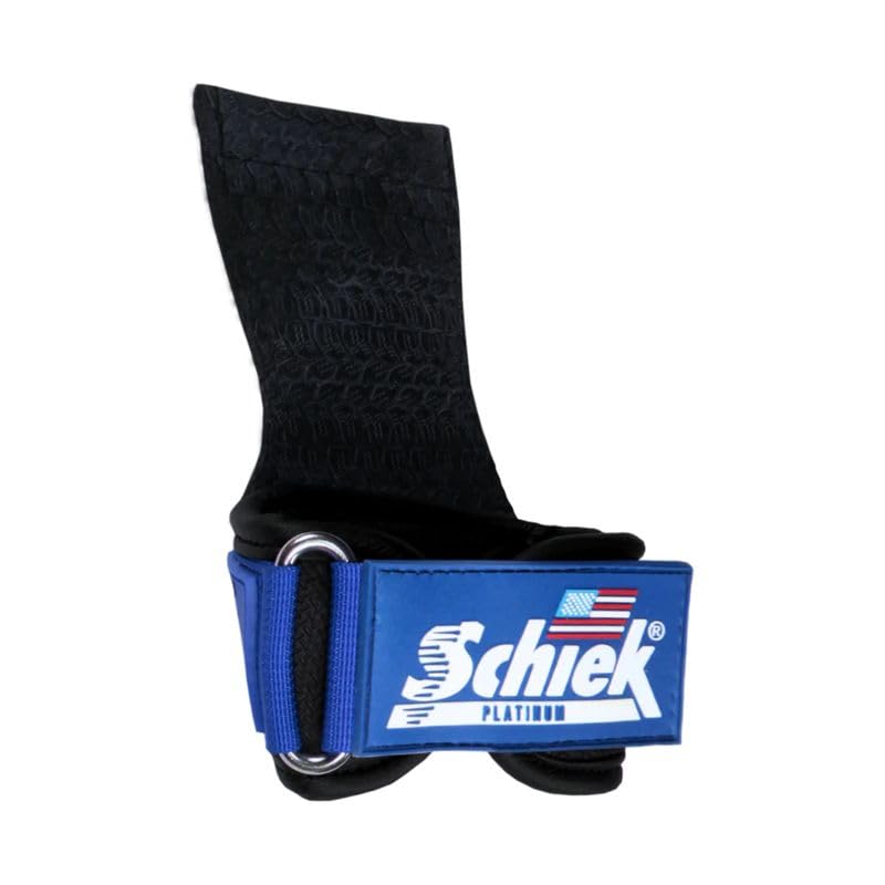 Schiek Sports Model 1907 Platinum Edition Ultimate Grips - 3 in 1 Weight Lifting Straps Wrist Wraps and Grip Pads - color: Blue, size: XL