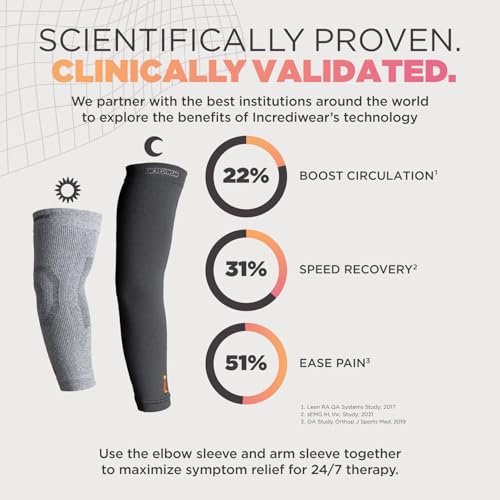 Incrediwear Elbow Sleeve – Infrared Elbow Brace for Joint Pain Relief | Elbow Sleeves for Women and Men, Elbow Support Sleeve for Tennis Elbow, Golfer's Elbow, Tendonitis, Bursitis, and Recovery - color: Grey, size: Large
