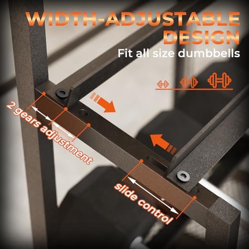 600LBS Dumbbell Rack Weight Stand - Bonvork Adjustable Weight Rack for Dumbbells, Home Gym Storage Rack for Yoga Mat Foam Roller Kettlebells, Workout Equipment Storage Organizer With Wheels