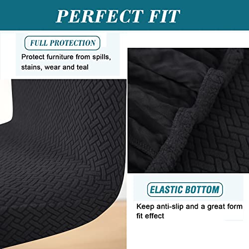 HFCNMY Bar Stool Covers with Backs,4 Pack Stretch Bar Stool Chair Covers,Jacquard Bar Stool Covers,Washable Bar Chair Covers Swivel Barstool Covers Slipcovers with Back Black - color: Black