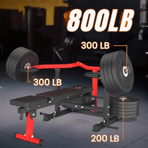 Chest Press Machine – Converging Motion for Home Gym, Adjustable Flat/Incline Bench with Dual Band Pegs, Versatile for Chest & AB Workouts - color: Red