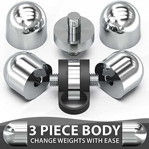 Synergee Cardio Hand Weights. Steel Hand Weights Dumbbell Set with Anti-Slip Silicone Finger Loop for Workout, Fitness, Training for Men and Women. Sold In Pairs. Available in 1lb, 1.5lb and 2lb Sets - color: 4LB Chrome