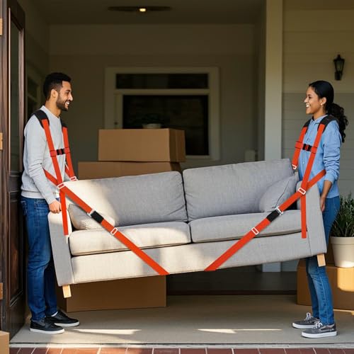 Ytonet Furniture Moving Straps for Lifting with Back Support, Round Sling | 2-Person Lifting and Moving System, Appliance Shoulder Lifting Straps for Sofa, Mattress, Refrigerator, 135 inches Long - size: With Back Support-Extended
