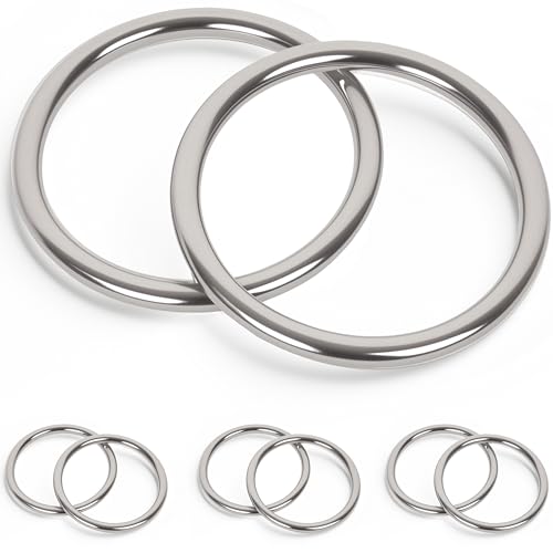3.15 inch Metal O Rings,Stainless Steel Round Ring Buckles 5/64" Wire Diameter,metal rings for crafts,Solid Welded Loop(8, ID5/64*D3.15(80mm)) - size: ID25/64"*D3.15"(80mm)