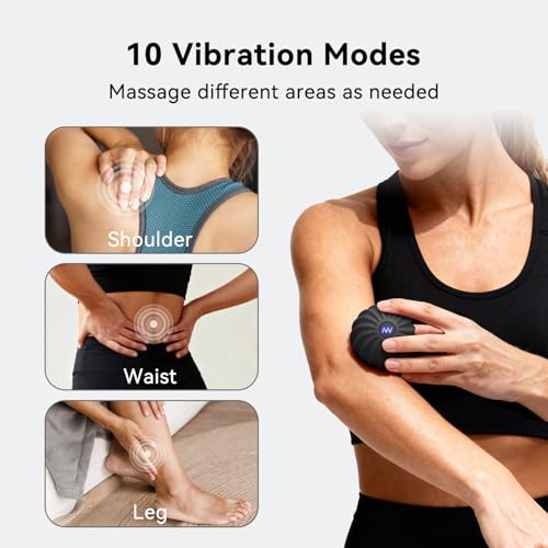 2.4" Mini Electric Vibrating Massage Ball, 10-Speed Fitness Yoga Massage Roller for Palm, Hand, Foot, Leg, Neck, Back, Multi-Directional Massage Ball (Black) - color: Black