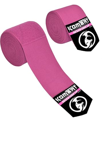 KOMBAT USA 180" Boxing Wraps for Men & Women – Hand Wraps for Boxing Gloves, Muay Thai Wraps, Vendas para Boxeo, Thumb Loop, MMA & Kickboxing Hand Wraps Boxing Training Gear - color: Pink