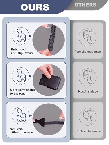 Secopad Original Anti-Slip Shower Stickers for Bathtub & Shower Floor, Strong Adhesive Safety Strips with Scraper Ideal for Families with Kids, Adults & Seniors, 12 PCS (Black) - color: Black