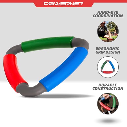 PowerNet Tri-Action Catch, Multi-Color Foam Speed and Agility Training Equipment for Football, Baseball & Softball, Triangle Hand Eye Coordination Training Aid to Improve Reaction Time & Reflexes