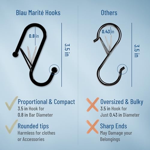 10-Pack Metal S Hooks for Hanging – Heavy-Duty S-Shaped Hooks with Safety Buckle – Fits Bars up to 0.8 in – Anti-Drop S-Hooks for Kitchen, Bathroom, Closet & Pot Racks – Gold (Medium) - color: Yellow Gold, size: Medium - 0.8In Diameter