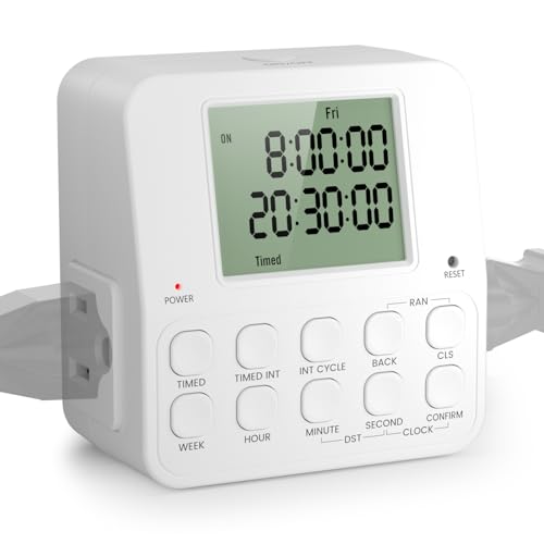 NEARPOW Digital Timer Outlet, Infinite Interval Repeat Cycle Timer Plug, Indoor Timed Interval Cycle Power Switch, 7 Day 24 Hour Daily Programmable Electrical Outlet with 20 ON/Off Programs 15A/1875W - size: 1 Pack