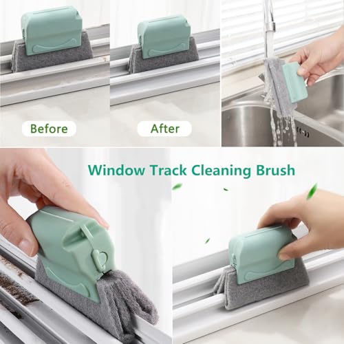 CRAFNEW Window Track Cleaner Kit, 20Pcs Small Crevice Window Cleaning Tools | Cleaning set for sliding door tracks, window sills, shower doors, bathroom mirrors and car vents, ideal for deep cleaning