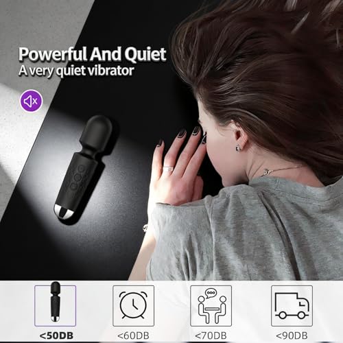 Massage Stick Portable Handheld Mini Relaxation Massage Wand,Waterproof Rechargeable,Back Neck Legs Muscles Relaxation,Home Travel,Strong Powerful Compact (Black)