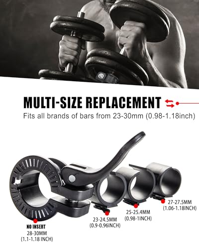 Mini Barbell Clips 1 inch I Multi-Size Adjustable Barbell Collar I 1 inch Barbell ClampsIQuick Release Weight Clips Pair of Locking for Dumbbell Bar - color: Black
