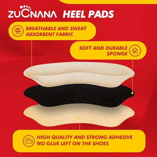 ZUCNANA Ball of Foot Cushions, Metatarsal Pads Women, Non Slip Heel Pads for Women Shoes Too Big (4 Pairs), Shoe Cushions Heel Grips Liner Prevent Blisters & Slipping (Beige+Black) - color: Beige+black