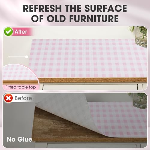 Drawer and Shelf Liner, Non-Slip Kitchen Cabinet Liners Non-Adhesive Thick Strong Grip Waterproof Washable Mats Protect Dresser Shelves Cupboard Bathroom Cabinets, Pink Plaid, 12 in X 10 FT - color: Pink Plaid, size: 11.8"W x 118"L
