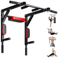 Wall Mounted Pull Up Bar and Dip Station, Heavy Duty Pull-up Chin Up Bar for Indoor Home Gym Workout, Power Tower Set Training Equipment Fitness Dip Stand Supports to 440 Lbs Black