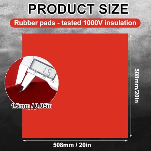 1 Pcs 20" x 20" Insulated Rubber Mat, 1000v High Voltage Insulation Blanket Electrical Safety Rubber Mat Non Conductive Dielectric Mats for Electricians Industrial Workspaces, Red - color: Red, size: 20" X 20" X 0.06"