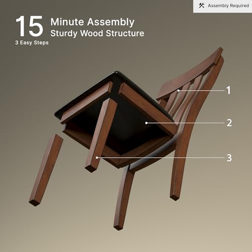 Signature Design by Ashley Ralene Rake Back 19" Dining Room Chair 2 Count, Medium Brown | Transitional style, Rake back wood chairs, Medium brown finish, Easy to clean faux leather seats, Kitchen dining use - color: Light Brown, style: 0