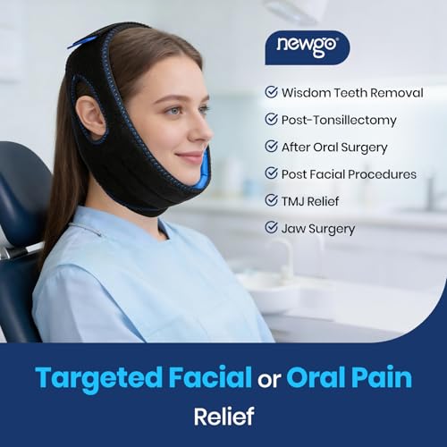 NEWGO Wisdom Teeth Pain Relief Ice Pack, 60-Min Long Lasting Cold | Face-contoured Design for Snug Fit, Soothes TMJ, Tooth Extraction Pain, Oral Surgery Recovery, and Jaw Discomfort - color: Dark Blue