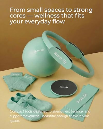 Pilates Kit for Women – Home Pilates Equipment Set with Ring, Ball & Resistance Bands | Pilates Starter Kit with Accessories in Gift Box - color: Sage, style: Core Kit - 10PC