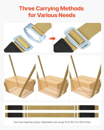 VEVOR Moving Straps, Supports up to 1000 lbs, 2-Person Lifting and Moving System with 2 Harness & 2 Load-Bearing Straps, Adjustable Lifting for Furniture Appliances Mattresses
