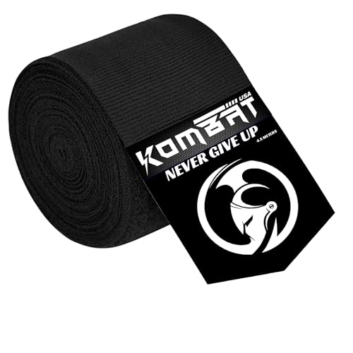 KOMBAT USA 180" Boxing Wraps for Men & Women – Hand Wraps for Boxing Gloves, Muay Thai Wraps, Vendas para Boxeo, Thumb Loop, MMA & Kickboxing Hand Wraps Boxing Training Gear - color: Black