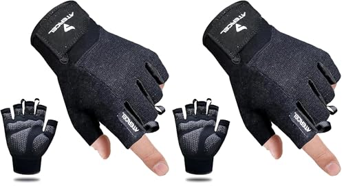 ATERCEL Workout Gloves for Men and Women, Exercise Gloves for Weight Lifting, Cycling, Gym, Training, Breathable and Snug fit - color: Black, size: X-Large (Pack of 2)