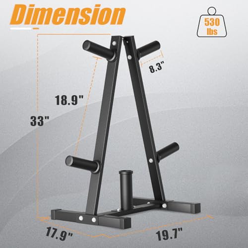 Weight Plate Rack, Bongkim Weight Tree and Weight Rack for Plates, Weight Holder for 2 inch Olympic Weight Plate, Weight Plate Storage for Home Gym