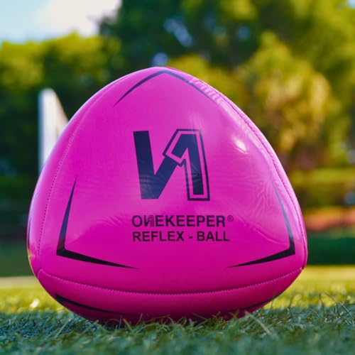 ONEKEEPER Soccer Reflex & Reaction Ball - White, Orange, Blue, Pink, and Fluo Yellow, Agility and Coordination Training for Kids and Juniors (Pump Not Included) - color: Pink