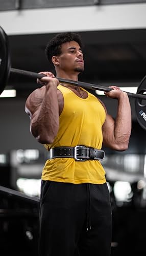 Fitgriff® Classic Weight Lifting Belt (100% Leather) for Men and Women - Gym Belt for Squats, Deadlift, Back Support - size: 33.5"-43" Waist Circumference