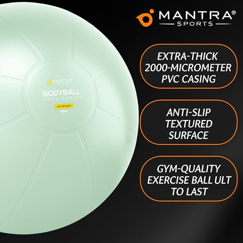 Exercise Ball – Yoga Ball for Pilates & Fitness - Birthing for Pregnancy, Stability, Core, Balance, Therapy for Physical Rehab, Workout for Home Gym & Office Chair, Fast Pump Included - color: Mint Green, size: L (for Height 5'4" - 5'10")