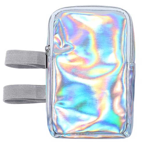 Carnival Leg Bag Holographic Thigh Bag with Adjustable Strap Leg Pouch Harness Women Summer Travel Hiking Pack(Silver,Leg Bag with Non-slip Pad) - color: Silver, style: Leg Bag With Non-slip Pad