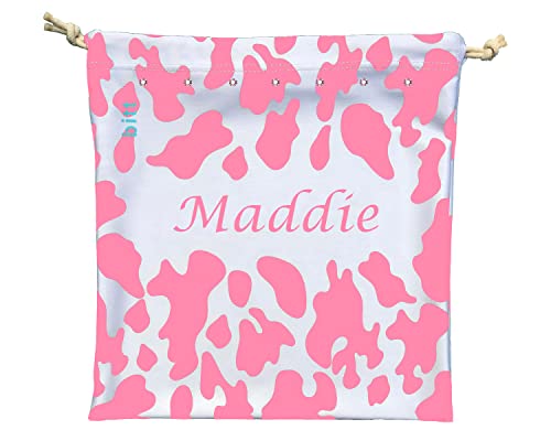 Bitt Sportswear Personalized Gymnastics Grip Bag in Cow Print with Crystals Options (Pink Cow Print) - color: Pink Cow Print