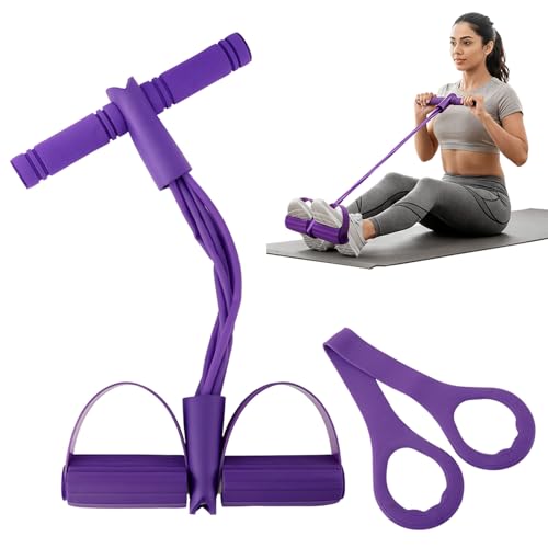 21 Fitness Resistance Bands-6 Tube Pedal Ankle Puller, Multifunction Tension Rope, Pedal Resistance Band with Handle Sit Up Exercise Equipment Home Gym Tummy Trainer for Men Women - size: 6 Tube