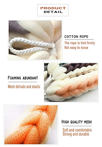 AARAINBOW 2 Packs Upgraded Long Stretch Back Sponge with Rope Handles Back Scrubber Bath Shower Mesh Sponge Exfoliating Body Scrub Stretch Braided Loofah for Men Women Shower Rope (Gray+Green) - color: Gray+green