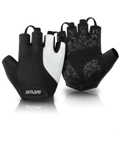 SIMARI Gel Pad Cycling Gloves with Shock-Absorbing/Grip/Breathable, Workout Bike Gloves for Men Women Biking, Mountain Biking, Fitness, Gym Exercise, Weight Lifting Training, Yoga, Pilates - color: 3-Black White, size: Small