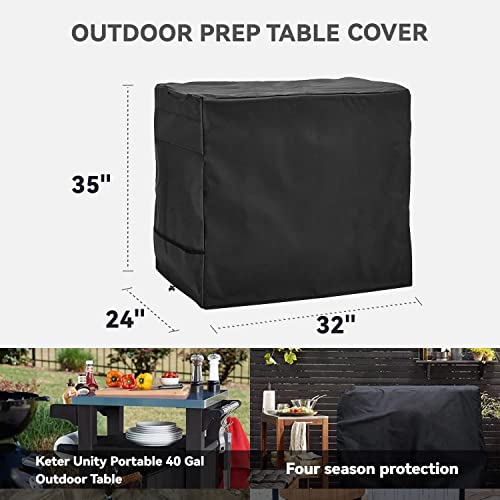 Outdoor Prep Table Cover, for 32 inch Ooni Medium Table, Black | Heavy Duty Waterproof Cover Compatible Outdoor Utility Cart and Storage Cabinet, Keter Unity Small Portable Table - color: Black, size: 32"x 24"x 32"