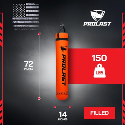 Heavy Punching Kicking Bag for Adults, Boxing, MMA, Martial Arts, Muay Thai, Strength Training Equipment, Filled/Unfilled, 6ft, 150 lbs, Special Edition Logo - color: Orange / Black, size: Filled