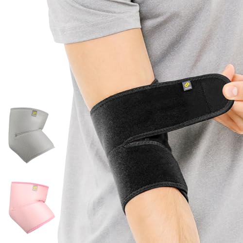 Bracoo Elbow Brace for Tendonitis Women Men, Tennis Elbow Compression Sleeve Wrap Support, Golfer's Elbow, Bursitis, Sprains, Strains, Sports Injury Recovery Joint, Arthritis Pain Relief, ES10 - color: Black