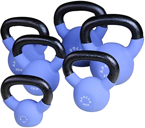 Apollo Athletics 1-Piece Neoprene Coated Solid Cast Iron Kettlebell