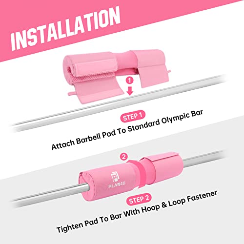 Plan4U Barbell Squat Pad for Bench Press, Bar Cushion for Women/Men | Black/Pink, Breathable, Shoulder Neck Support, Weight Lifting, Workout Foam, Hip Thrusts, Workout Sponge, Lunges, Deadlifts - color: Pink