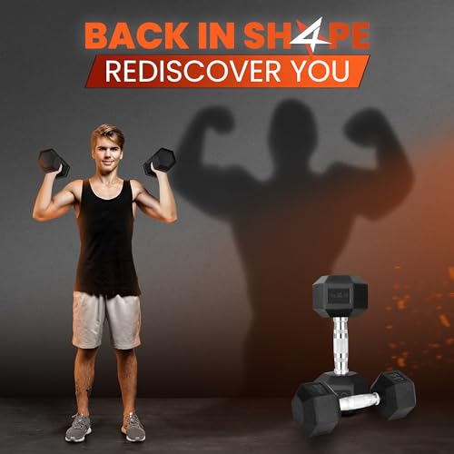 Yes4All Chrome/Rubber Grip Encased Hex Dumbbells – Hand Weights With Anti-Slip 10-30 LBS Pair - color: C. 15lbs - Pair, style: Chrome Grip