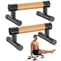 GanFindX Wooden Push Up Bars 9.5/13" 500LB Parallettes for Training | Natural Wood Grip, Black Anti-Slip Steel Base, Heavy Duty Parallettes for Push Ups, L-Sits, Gymnastics & Calisthenics Workout - size: 9.5"