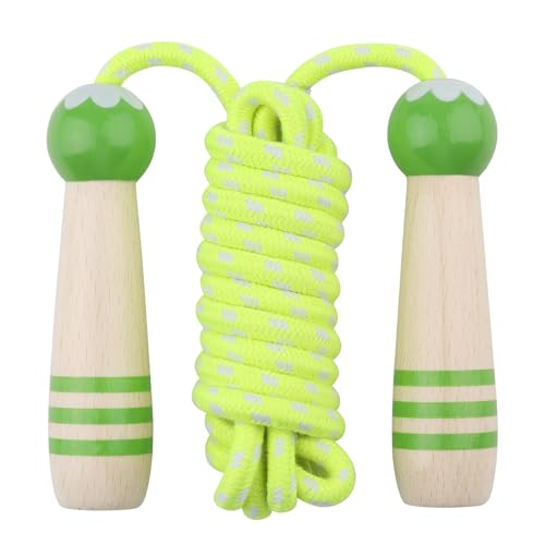Jump Rope for Kids, Lorvain Adjustable Skipping Rope, Kids Jump Ropes with Wooden Handle for Girls Boys, Weighted Jumping Ropes for Fitness Workout Exercise Outdoor Fun Activity - color: Green-1pc