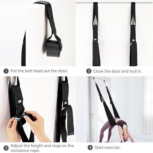 Leg Stretcher Strap - Yoga Stretching Strap,Yoga Door Swing,Backbend Training Rope with Door Anchor, Flexibility Trainer Stretching Equipment Assist Stretch Strap for Fitness Gymnastics Dance Aerial Ballet (purple) - color: black